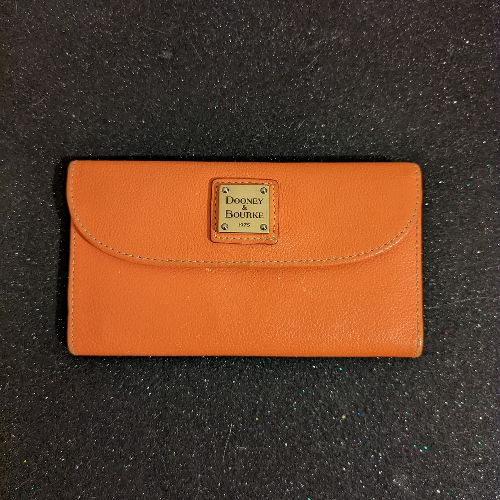 Dooney Bourke Tangerine Pebbled Continental Wallet Organizer Clutch